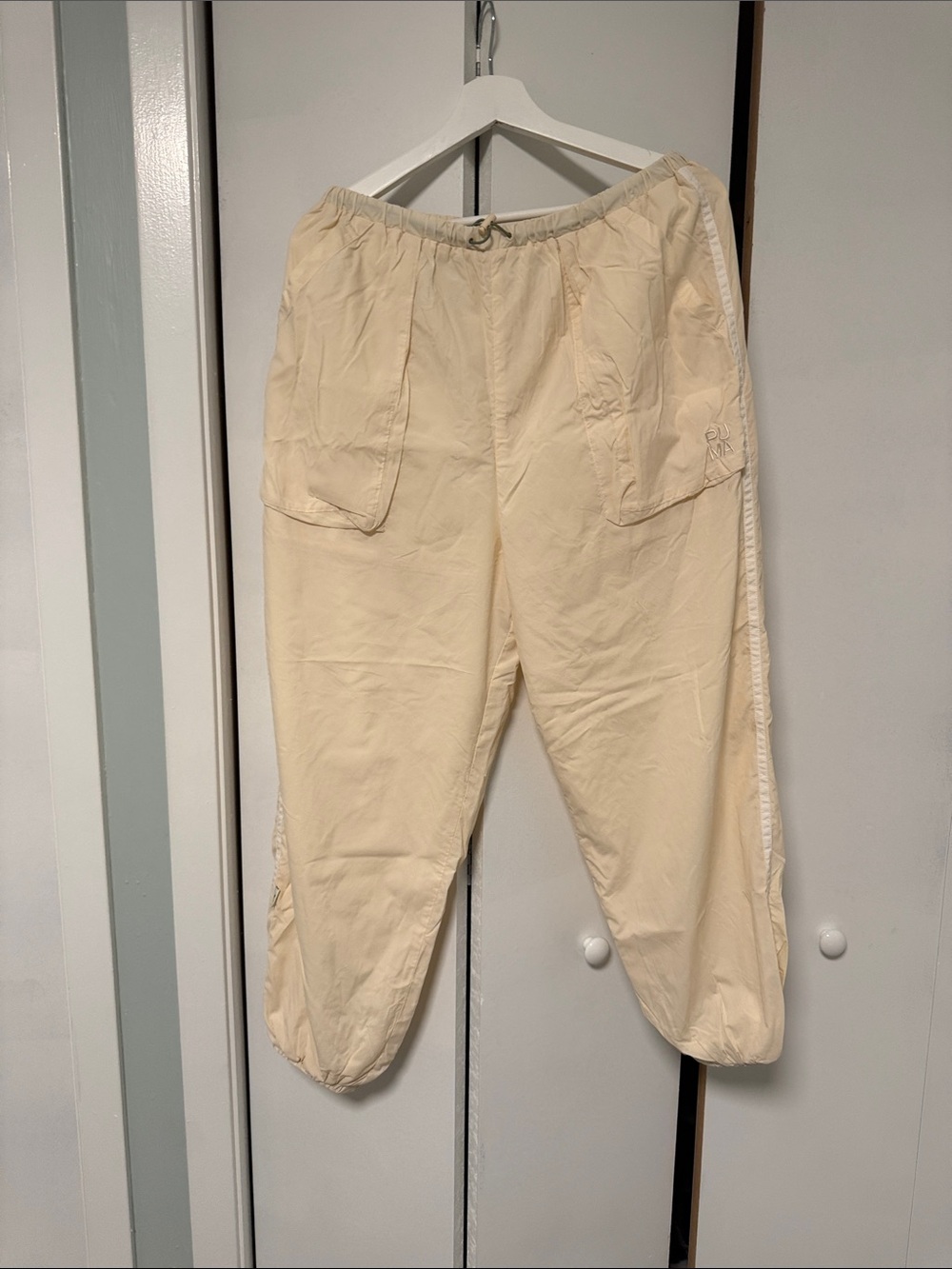 Puma Cream Track Pants with Side Trim